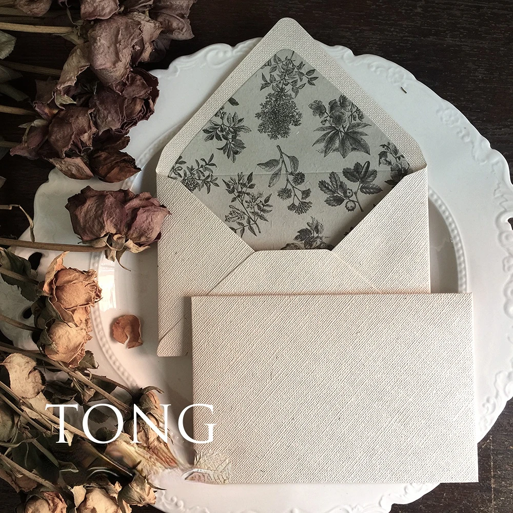 5pcs/lot Vintage Western Envelopes Wedding Invitations Printing Lining Envelopes Belly Band Invitation Stationary 4colors