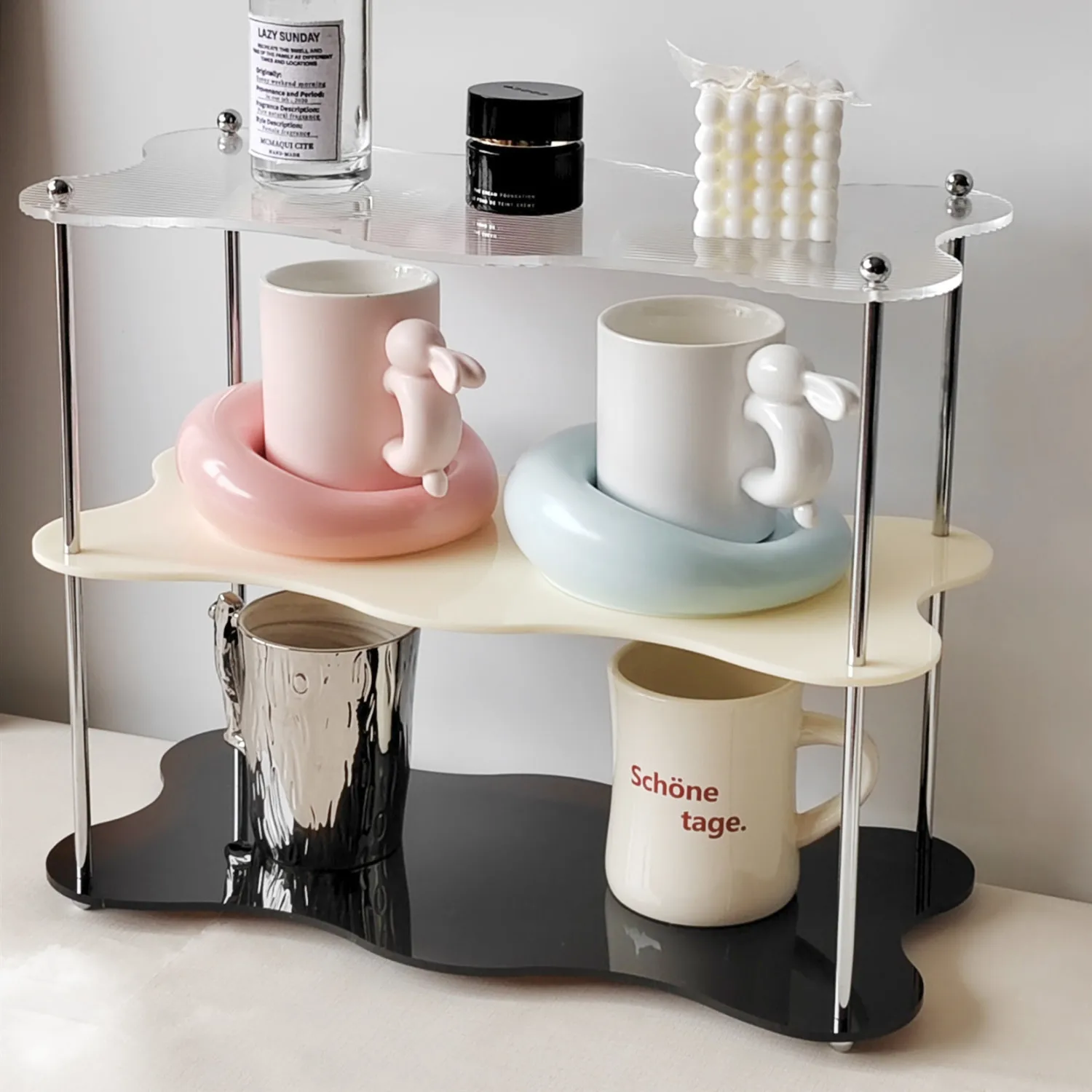 

Acrylic Cup Holders Living Room Desktop Multi-layer Storage Shelves Bedroom Bedside Cosmetics Perfumes and Sundries Shelves