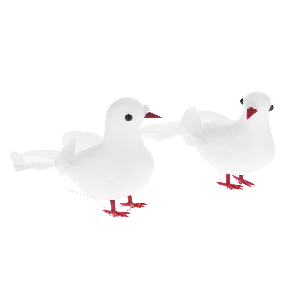 2pcs Garden Birds Model Foam Feather Artificial Green Plants Decorative Doves Ornament Teaching  Gifts for Christmas Wedding