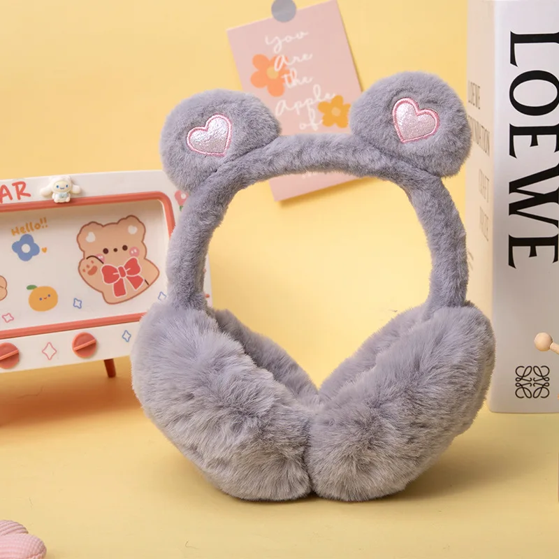 Winter Warm Earmuff For Girls And Boys Plush Warm Love Heart Bear Earcap Children Lovely Winter Earmuffs Ear Cover Earwarmers