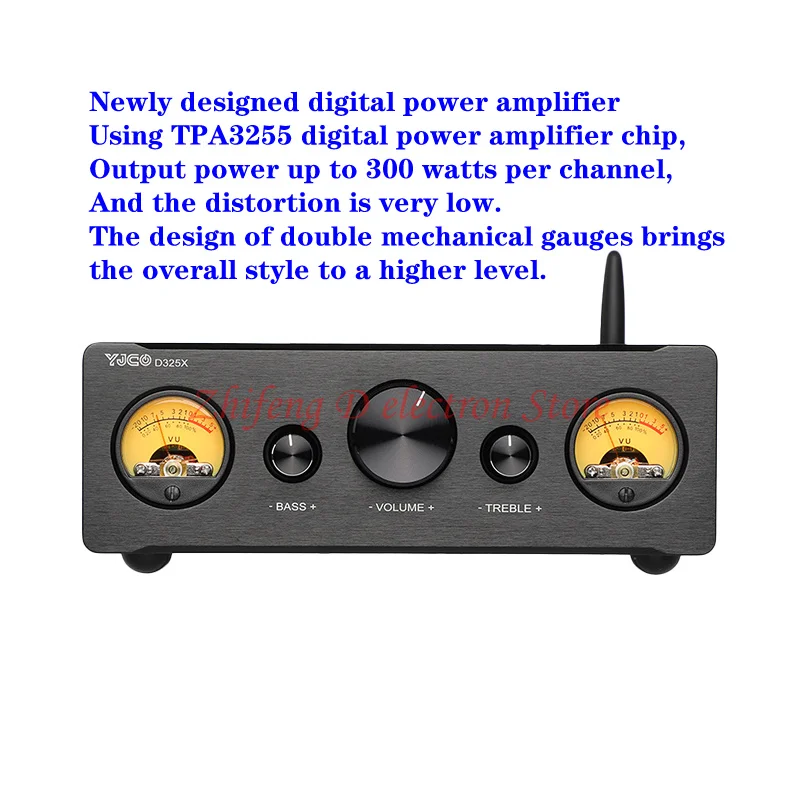 D325X +TPA3255 2 channels, balanced Bluetooth power amplifier with meter XLR RCA Bluetooth BLUE, output power: 300W* 2