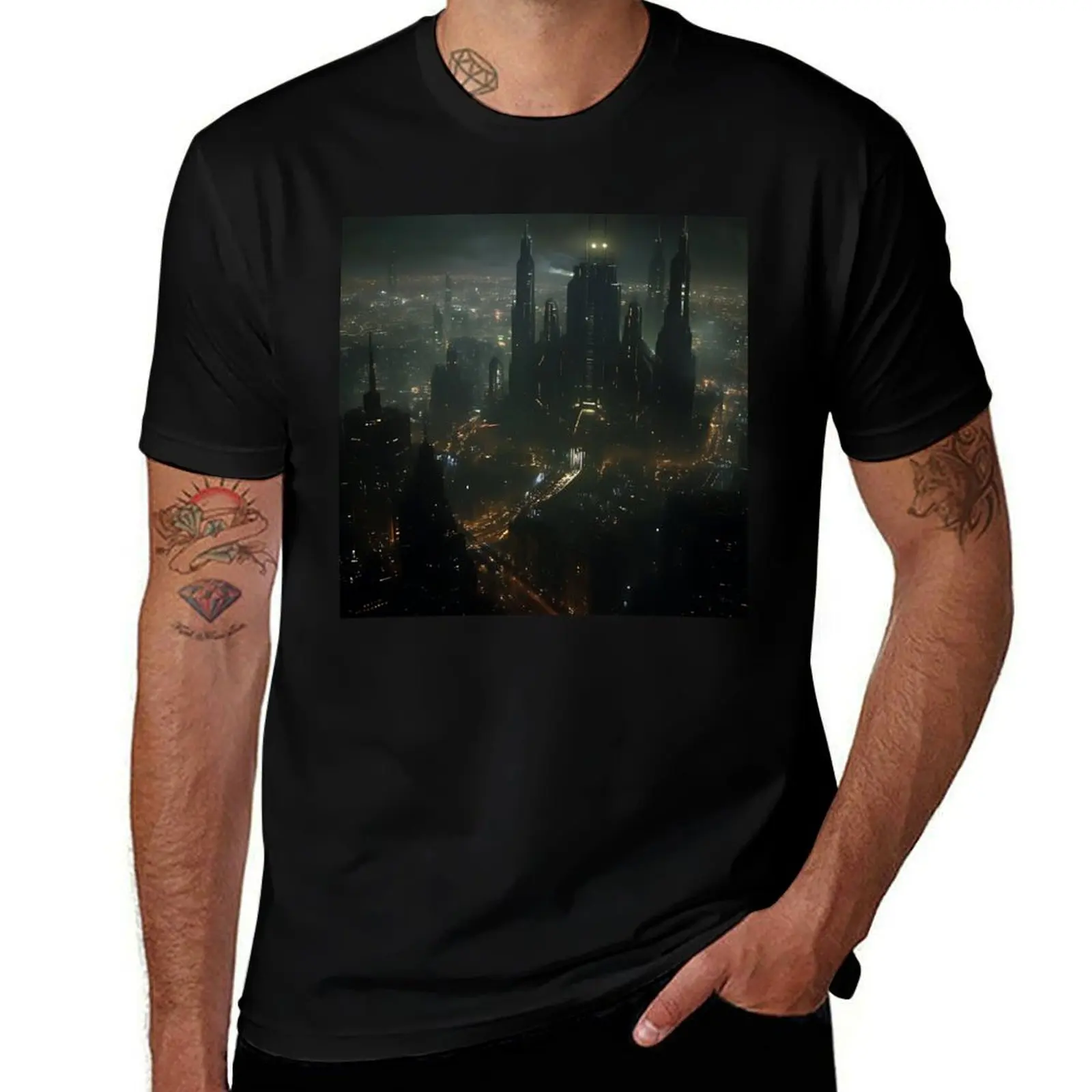

Neon-drenched cyberpunk cityscape – a futuristic nighttime spectacle. T-Shirt anime t shirts vintage t shirts T-shirt men