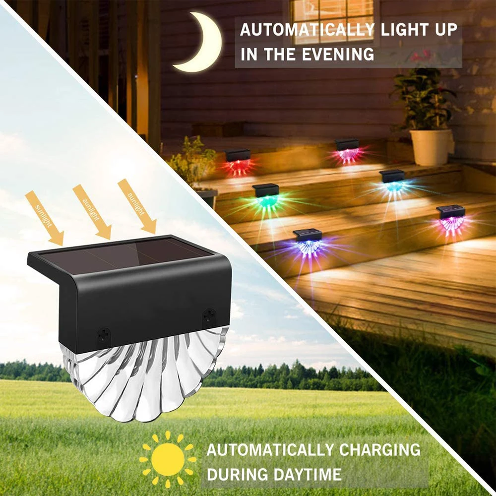 Luce solare a LED per esterni griglia solare impermeabile per esterni luce bianca calda/cambia colore illuminazione per gradini da giardino terrazza da giardino