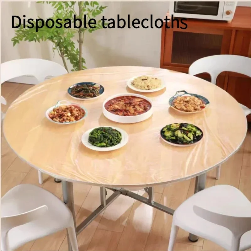 Disposable elastic hem tablecloth for round and square tables, thickened, waterproof, oil-proofeasy to clean