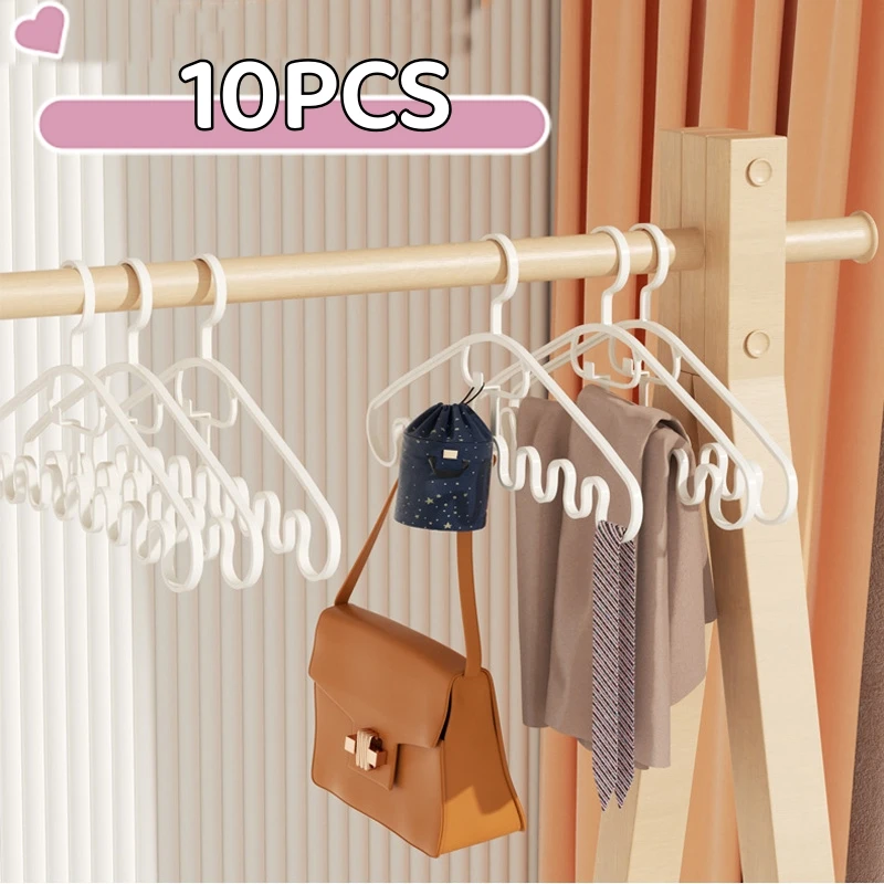 

10pcs Tank Tops Hangers Bra Hanger Clothes Hangers with 7 Wave Grooves Plastic Space Saving Closet Organizer Hanger for Tie