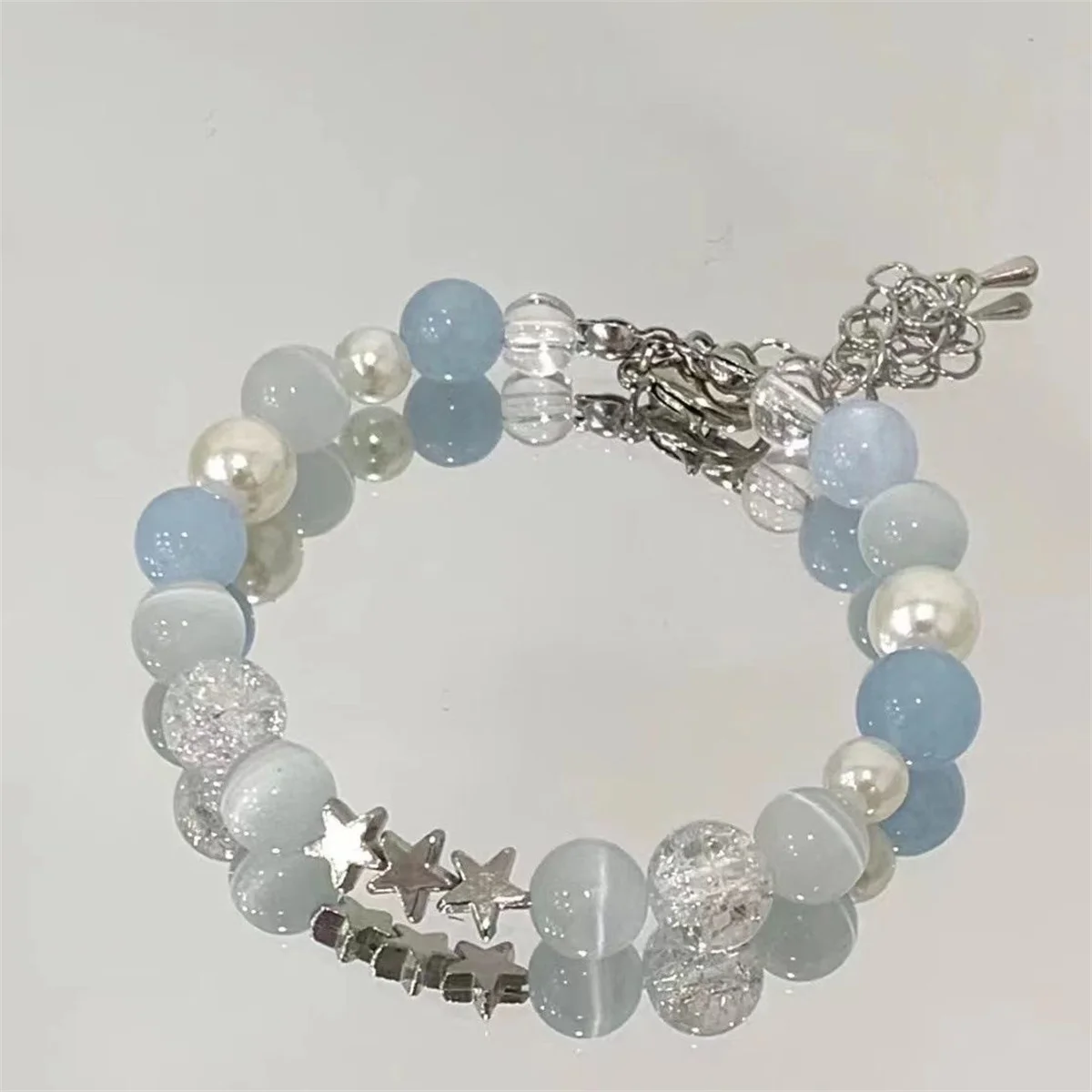 Cute Design Star Chain Tassel Bracelet for Women Fantasy Blue Crystal Beads Elastic Rope Bracelet Best Friend Jewelry Gifts