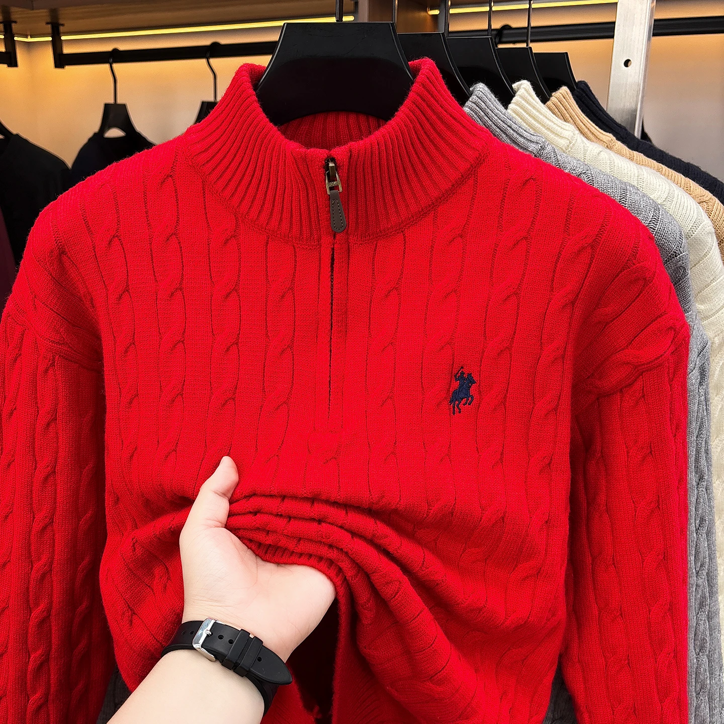 High-End Mode Reißverschluss Kragen Pullover Männer Mode Zipper Marke Paul Pony Stickerei Design Herbst Winter Komfort Warm Stricken Sweater – Detail 22