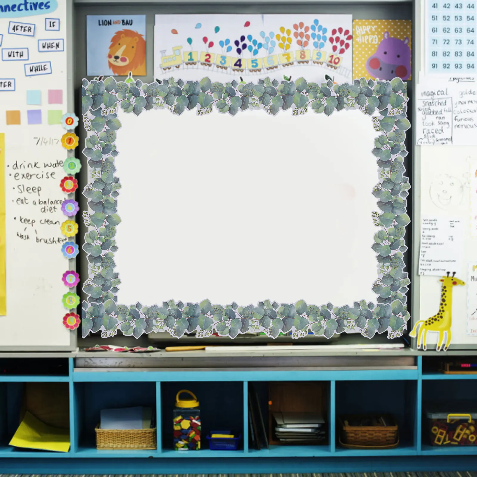 

1 Roll Blackboard Background Wall Sticker Thick Paper Leaf Border Bulletin Board Decor Classroom Decorations Self-Adhesive 10