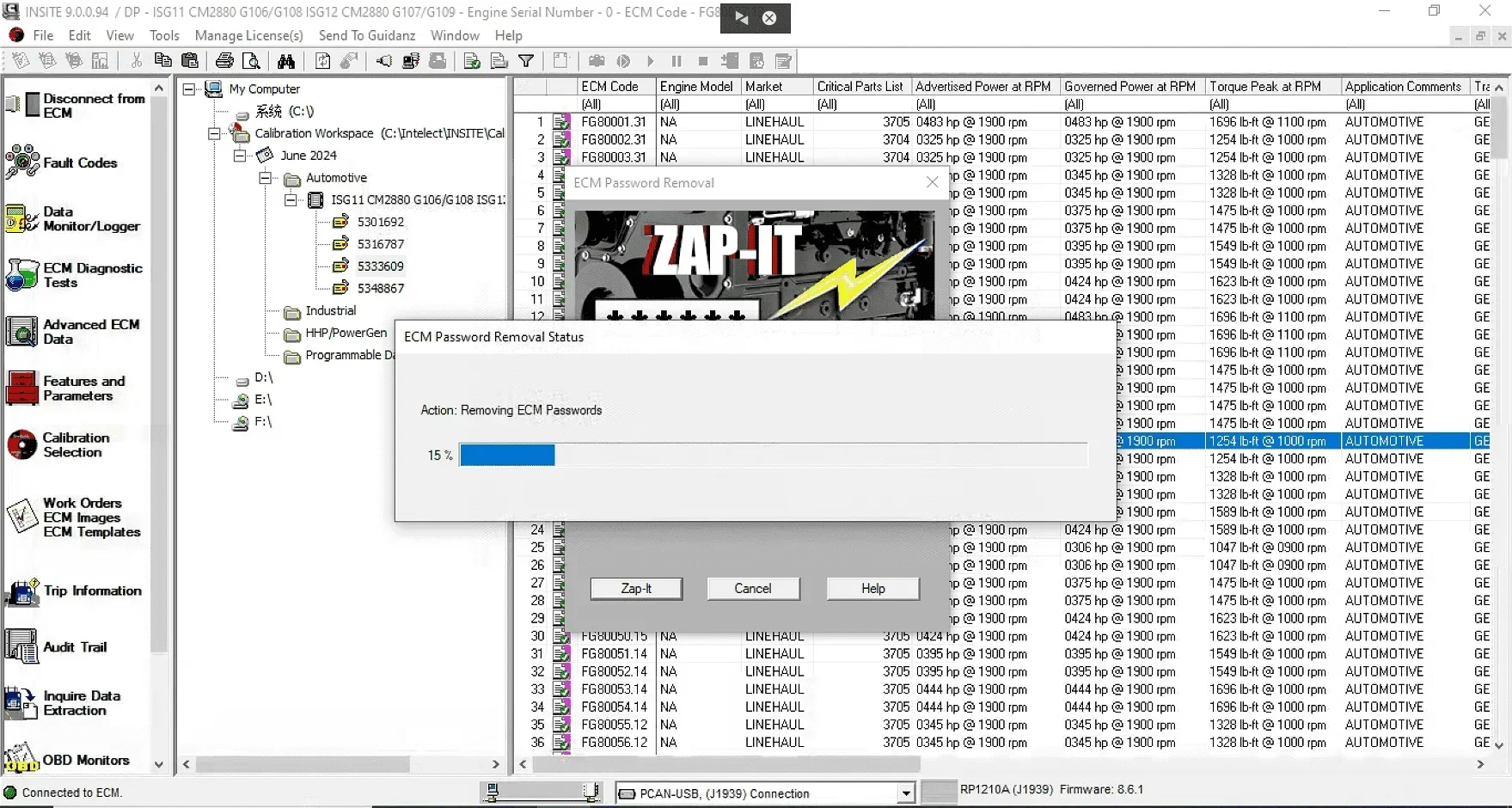 Cummins Insite 9.1.0.74 PRO + Calterm 5.16 INCAL 2025.10 อ่านโค้ดข้อผิดพลาด ปรับเทียบ ECM โปรแกรมพารามิเตอร์ HGWU