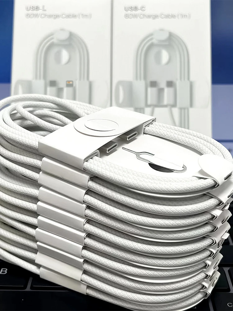 1-50 pièces 60W Type C câble de tissage pour Apple iPhone 14 13 12 11 15 17 16 Pro Max Plus USB C câble de charge rapide accessoires de téléphone