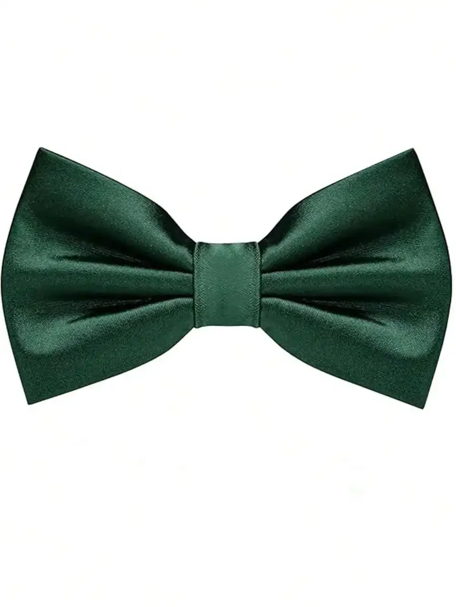 

Mens Solid Green Satin Bow Tie For Wedding Groomsmen Business Formal Occasion