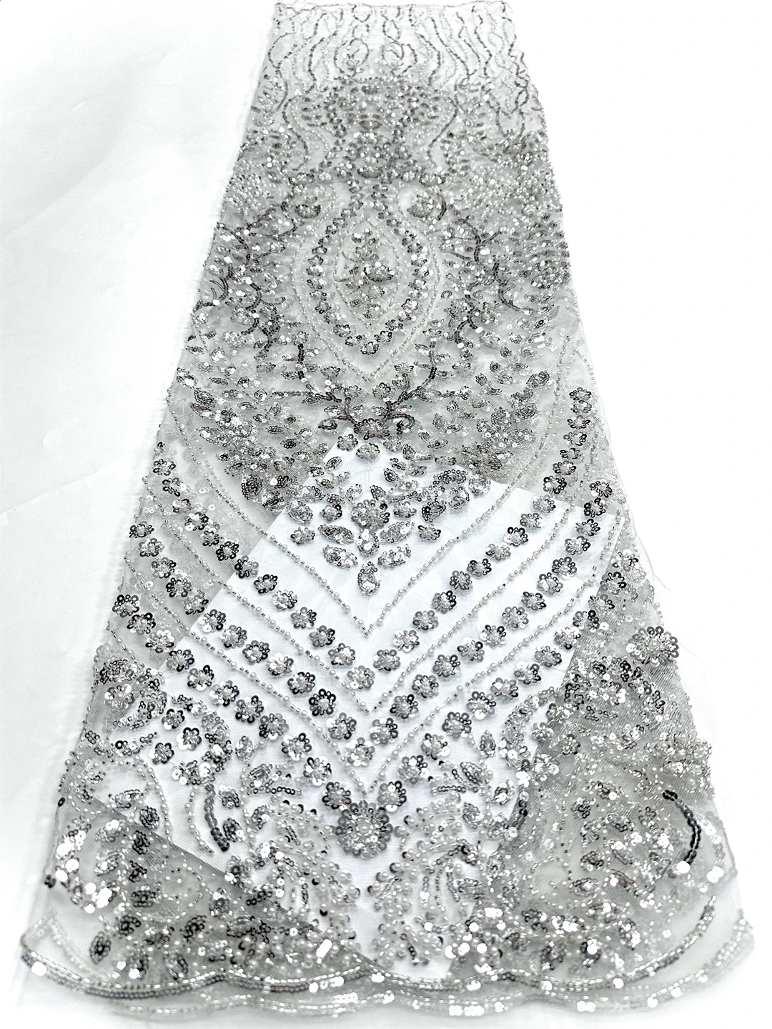 

Sequin Lace Fabric Luxury Nigerian Lace Fabric 2026 High Quality Lace Burnt Orange Beaded Fabric For Wedding