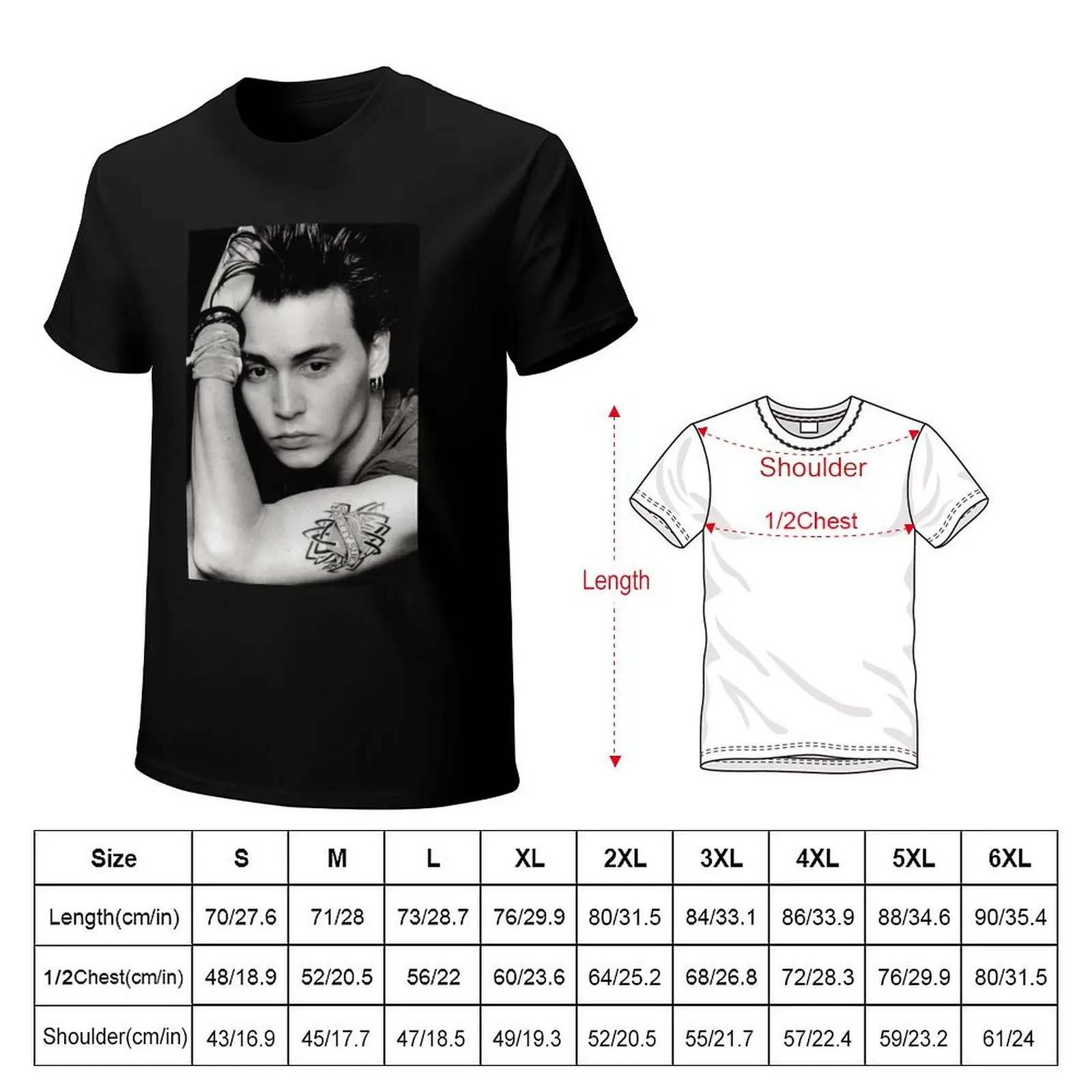 Johnny Depp young T-Shirt Basic Solid Tee for Daily Use