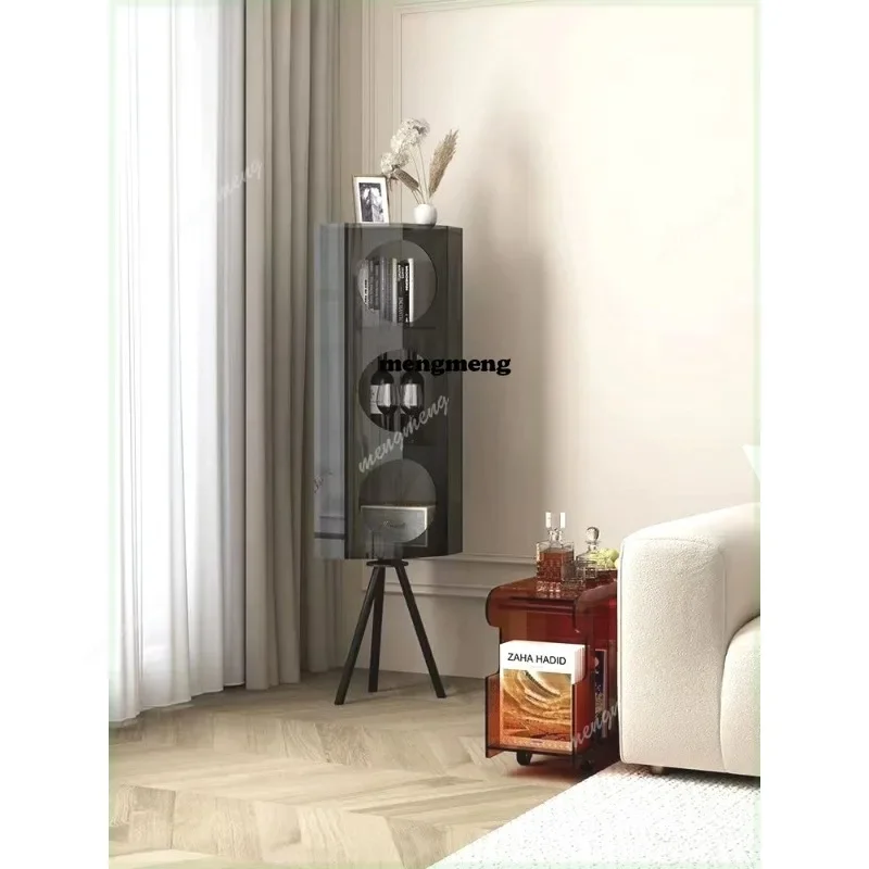 

Triangle Dining Room Bookcase Corner Living Room Bedroom Side Cabinet Acrylic Shelf Wine Cabinet