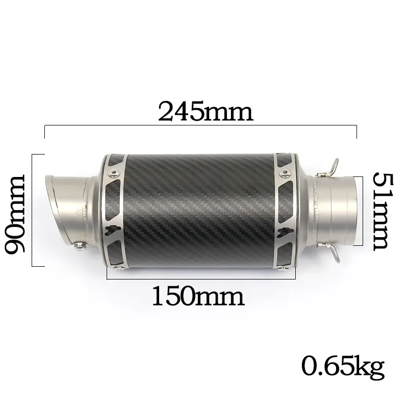 Silenciador de Escape de carbono para motocicleta, 51MM, DB Killer para TERMIGNONI Duke 125 390 Cafe Racer cb650f xj6 mt09 trk502 cbr600