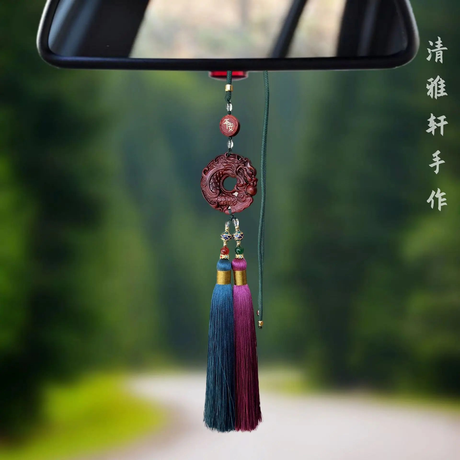 

Chinese Handicraft Sandalwood Car Pendant The Year of The Loong Daji Car Interior Decoration Rearview Mirror Car Accessories