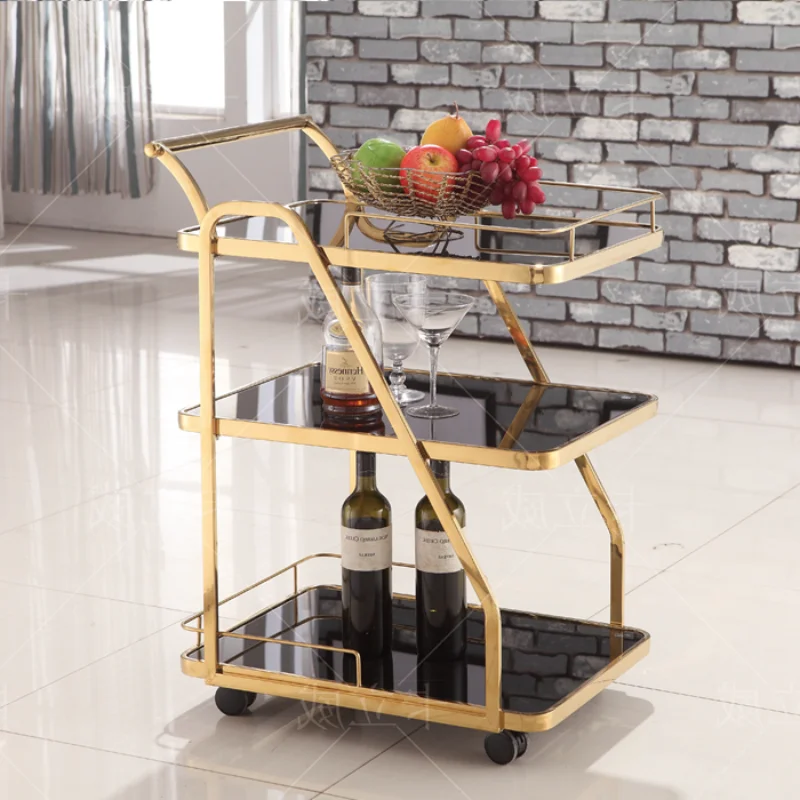 

Trolley Stainless Steel Dining Car Dim Sum Car Toughened Glass Dining Car Restaurant Shelving Dining Car Wine Car Tea Car