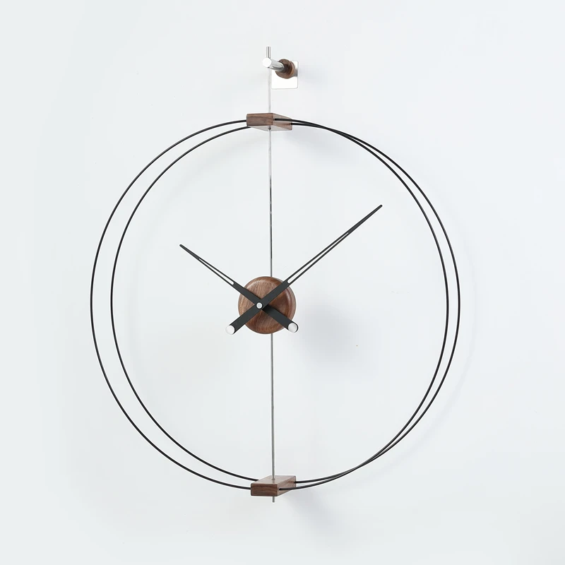 Spanish minimalist walnut wall clock Nordic living room brass light luxury wall watch Modern minimalist personality creative clo