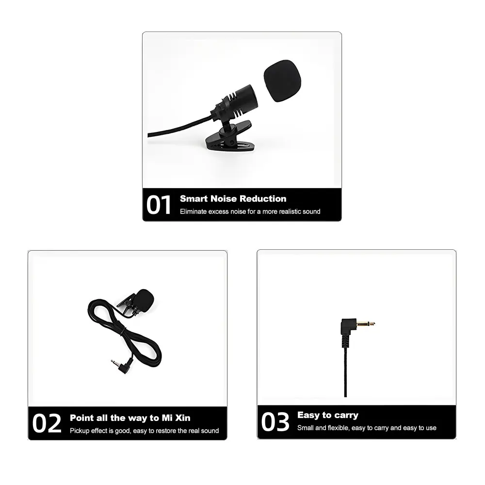 Clip-on Microphone Lapel Mini Lavalier Mic Microphone 3.5mm Portable Mini Microphone For Mobile Phone PC Recording Conference