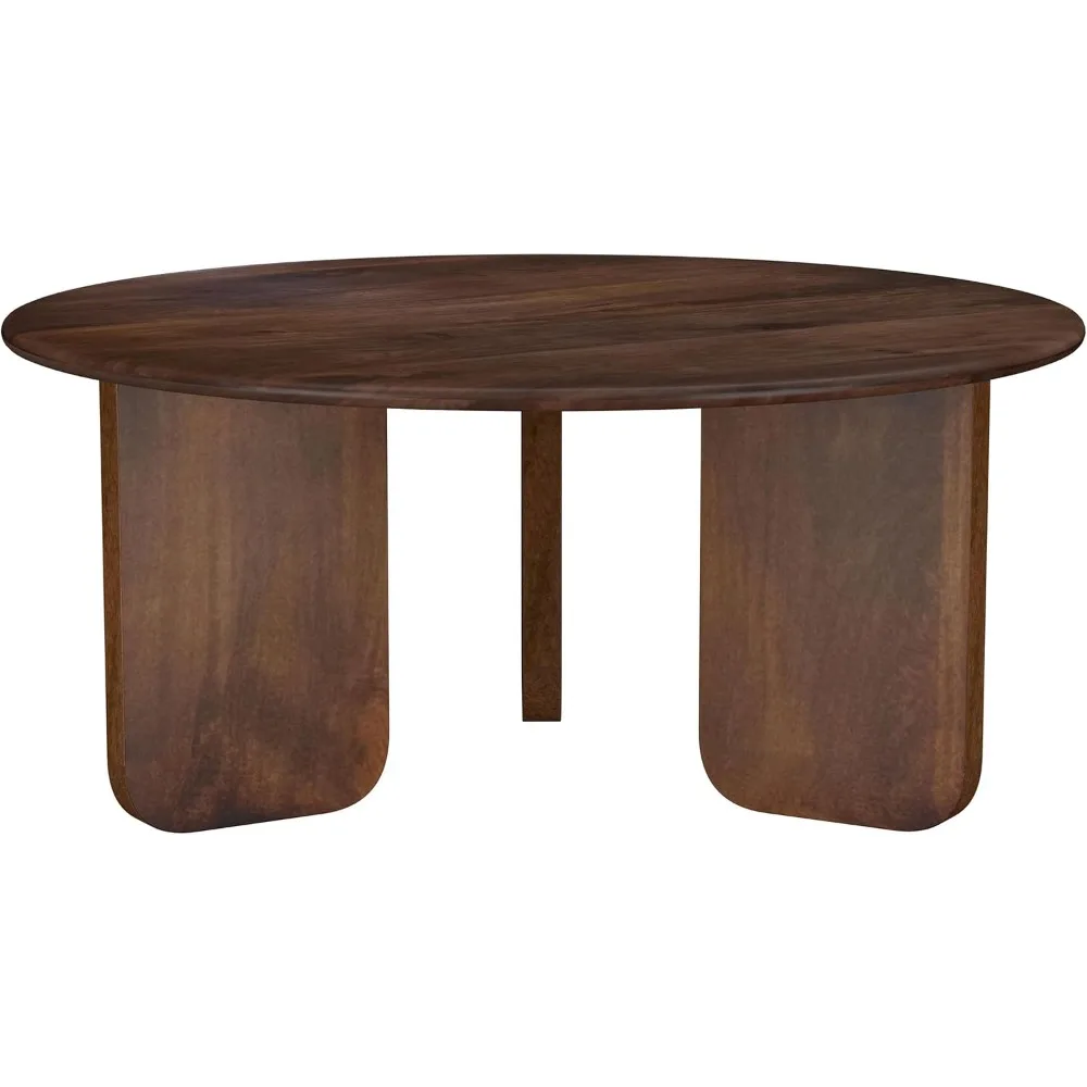 Dale Round Solid Mango Wood Coffee Table Brown