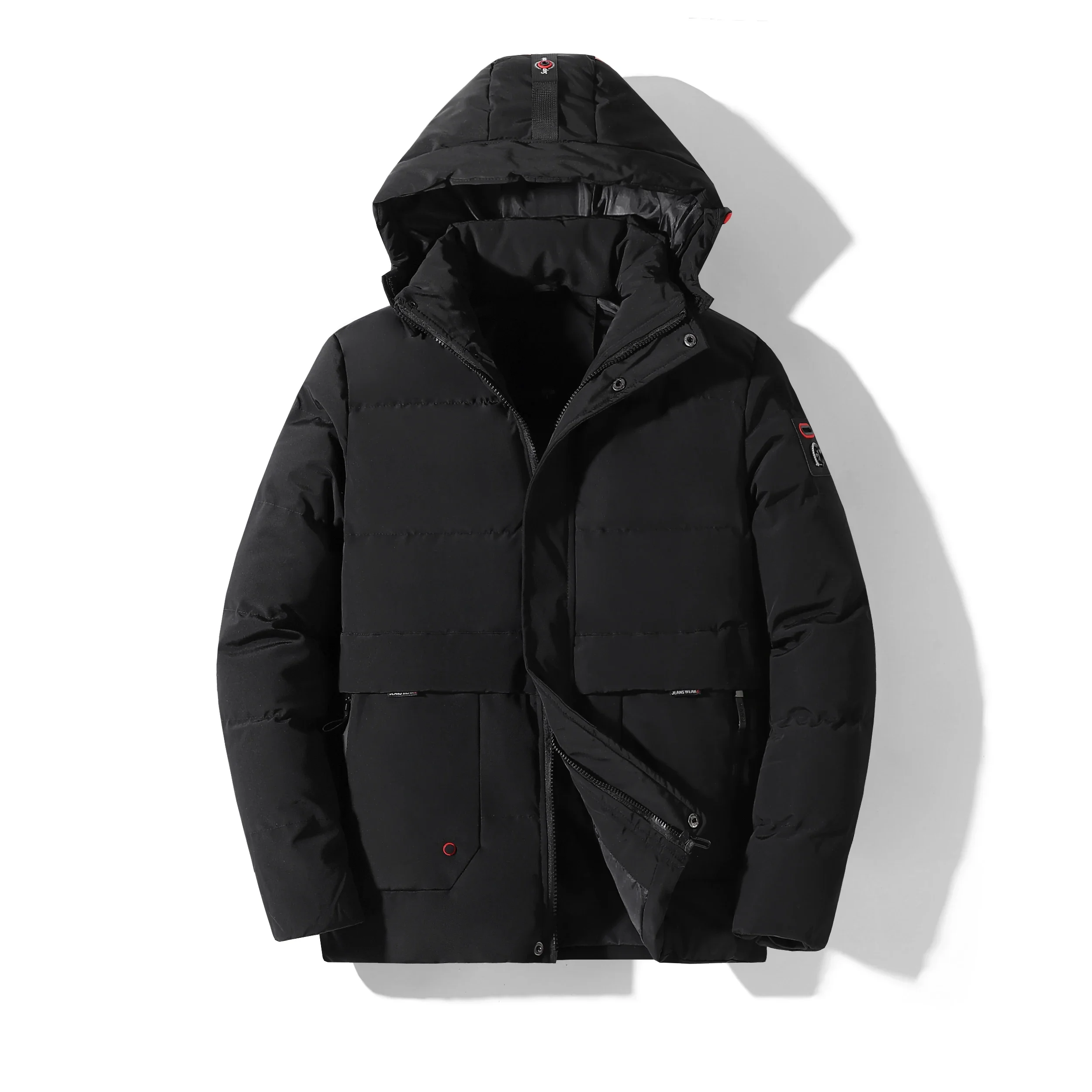 Winter Retro Jacket Men's High Quality Solid Color Thick Warm Hooded Padded Coat Male Business Windproof Zipper Pocket Parka