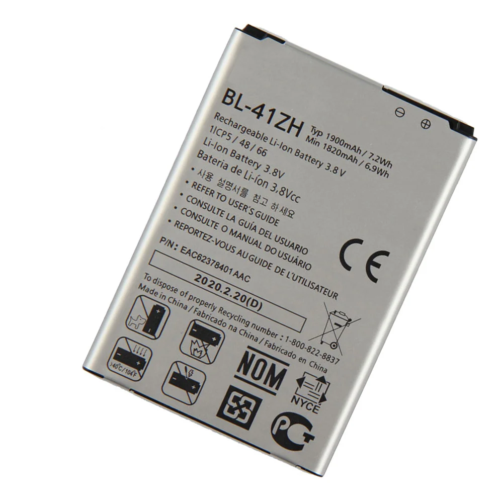 100% Original 1900mAh BL-41ZH Battery For LG Leon H324 L50 C40 H340 H343 Risio H345 MS345 D213N LS665 D290 D295 TRIBUTE 2