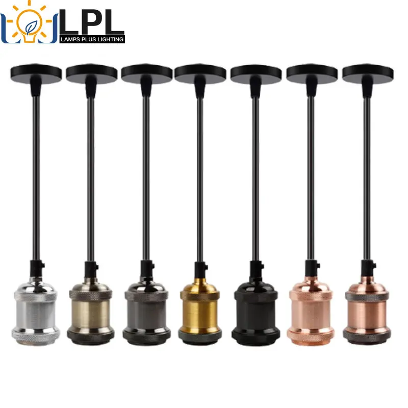 Vintage Pendant Light Base Retro Industrial Pendant Lamp Holder Simple Hanging Lights Bulb Socket Fixtures E27 for Restaurant