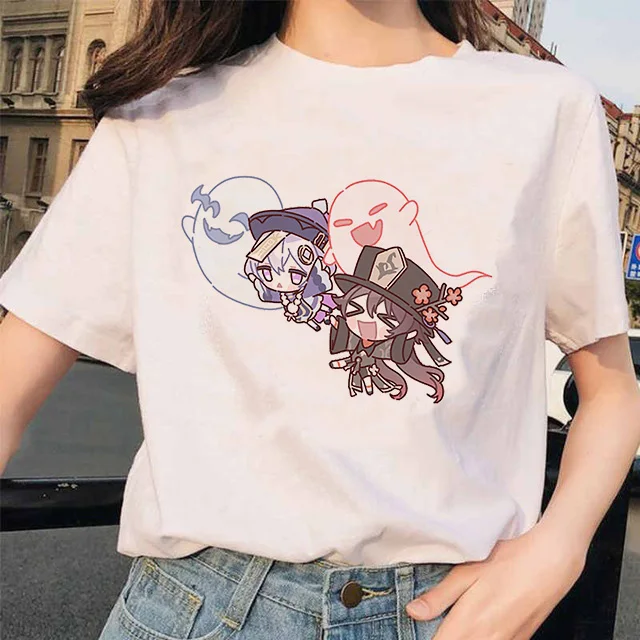Genshin Impact T Shirts 100%Cotton Hu Tao Morax Zhongli Tartaglia Paimon 2022 Summer Short Sleeve Women Tops High Quality Casual