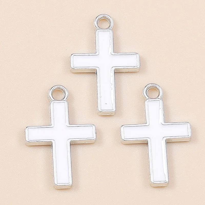 Leslie 10 Stück religiöse Kreuz-Charms-Anhänger für Halskette, Ohrringe, Gold, Silber, vergoldet, Charms, DIY-Schmuckherstellung – Detail 5