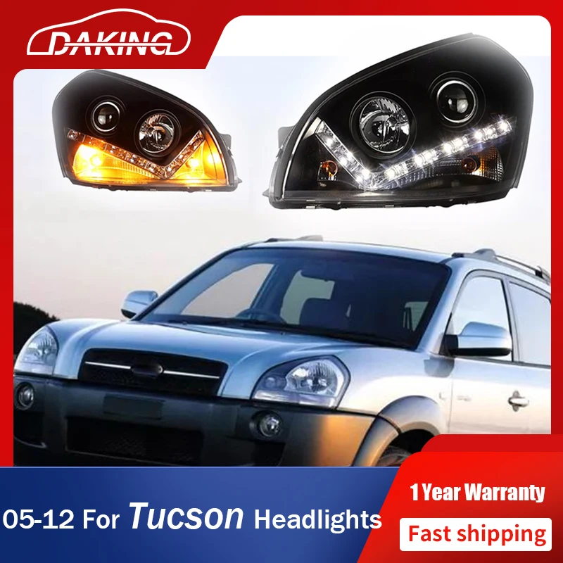

Car Front Light for Hyundai Tucson 2005-2012 Headlights LED DRL Turn Signal Angel Eyes Be-xenon Lens Head Lamps Auto Accessories