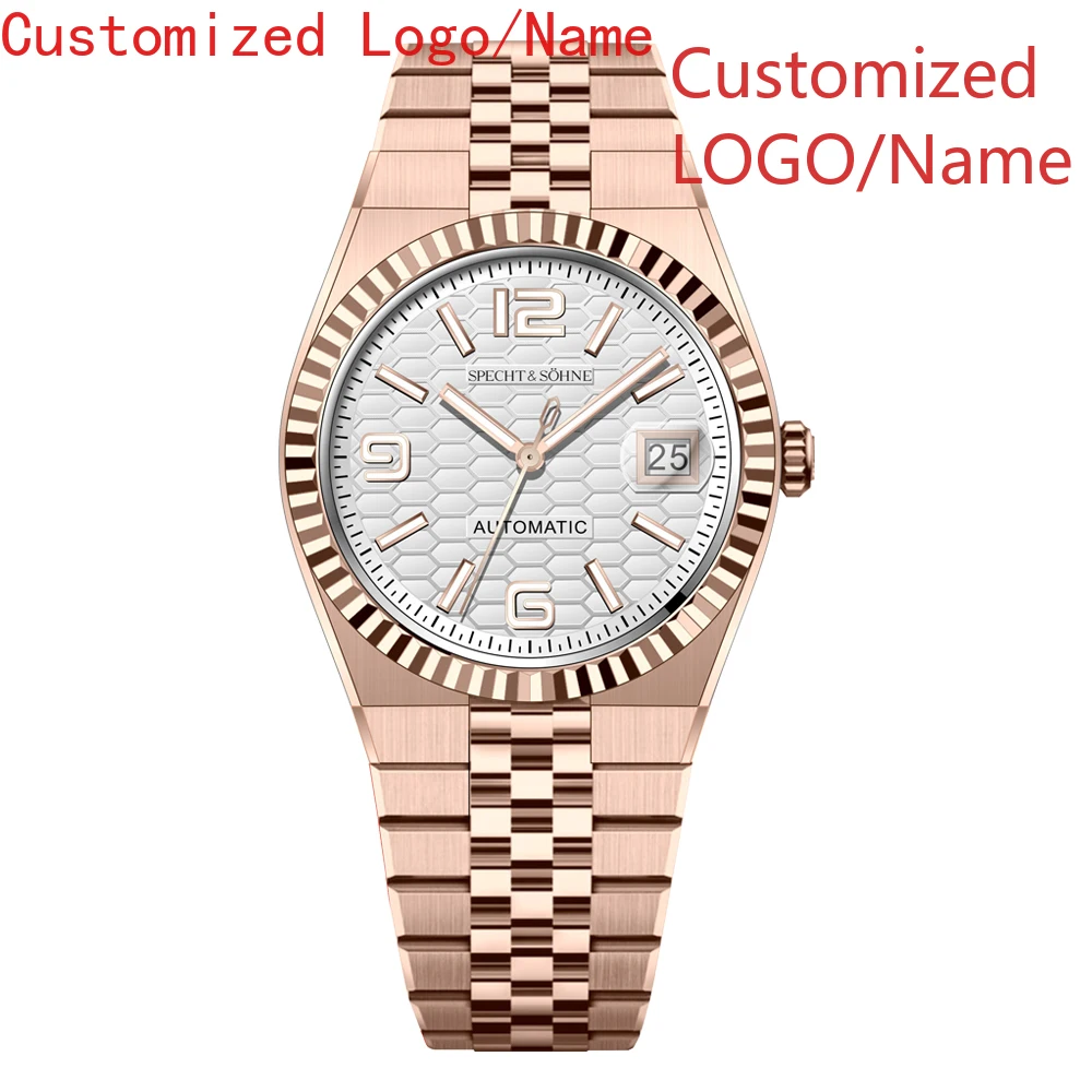 الفاخرة عارضة التقويم الرجال النساء التلقائية الميكانيكية ووتش الفولاذ المقاوم للصدأ الياقوت أسود أبيض أزرق الأرض الساعات حسب الطلب