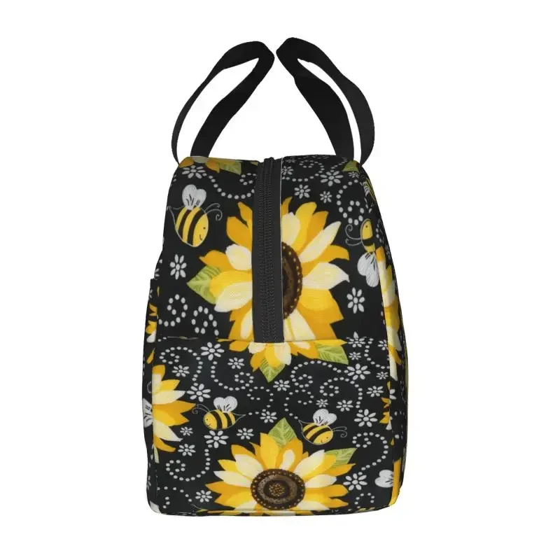 Sunflower retro Pattern Lunch bag thickened insulated bento bag is suitable for office students men women food insulated bag