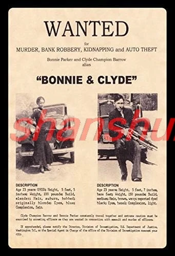 Bonnie & Clyde Poster Custom Metal Sign 8X12in-Bar Cafe Restaurant Home Decor ALIA