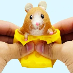 Fun Pop up Funny Mouse and Cheese Block Squeeze Anti-stress Toy Hide and Seek Figures Stress Relief Fidget Toys for Kids Adult