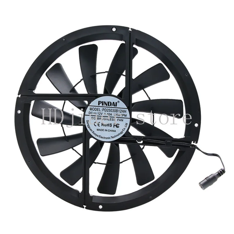 

25Cm Large Air Volume 12V Animal and Plant Furniture Cabin Self-driving Tour RV Ventilation Exhaust Cooling Fan 25030