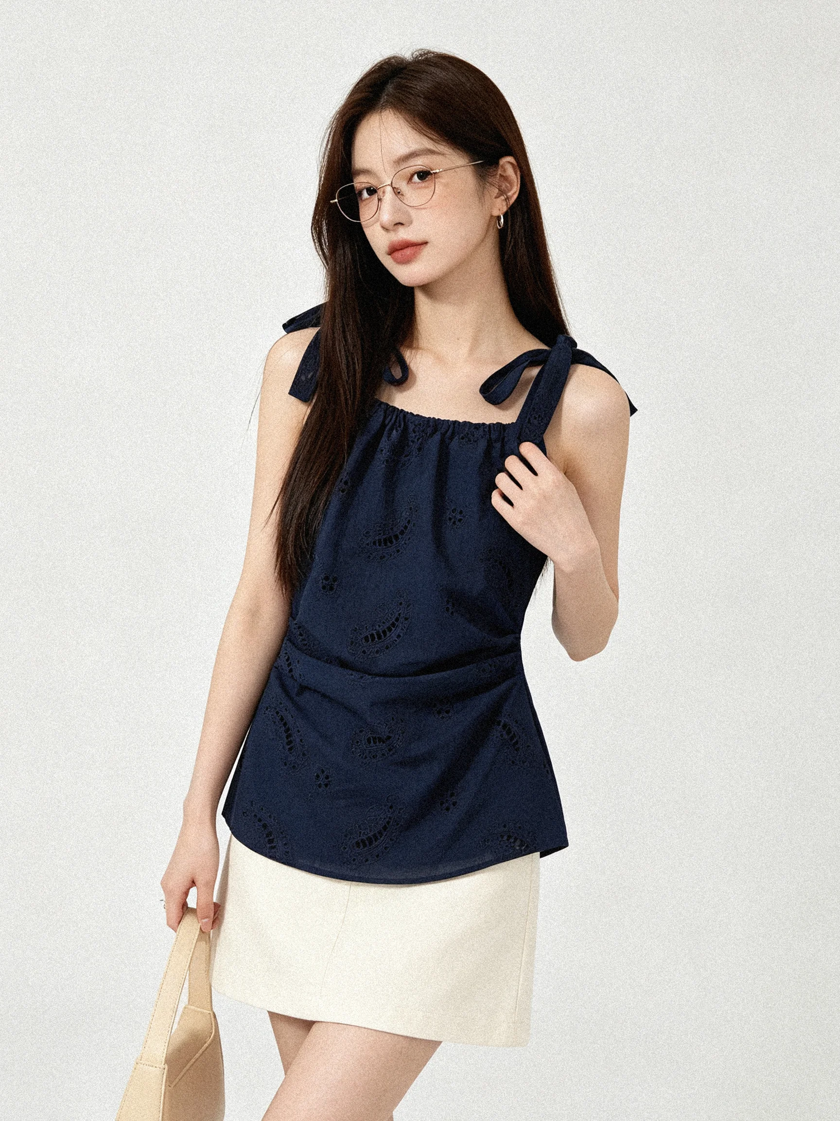 Summer New Hook Flower Embroidery Strap Vest Sweet And Spicy Slimming Atmosphere Sleeveless Top Women's Fashion Trend Hollow ...