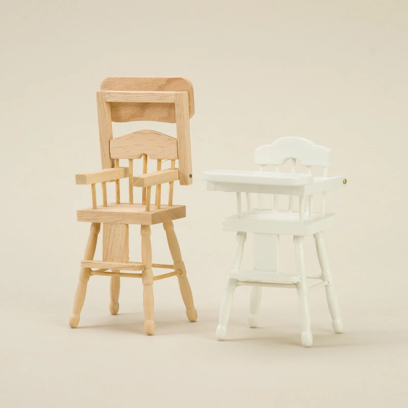 1PC Doll house decoration mini children's dining chair high chair model photo props