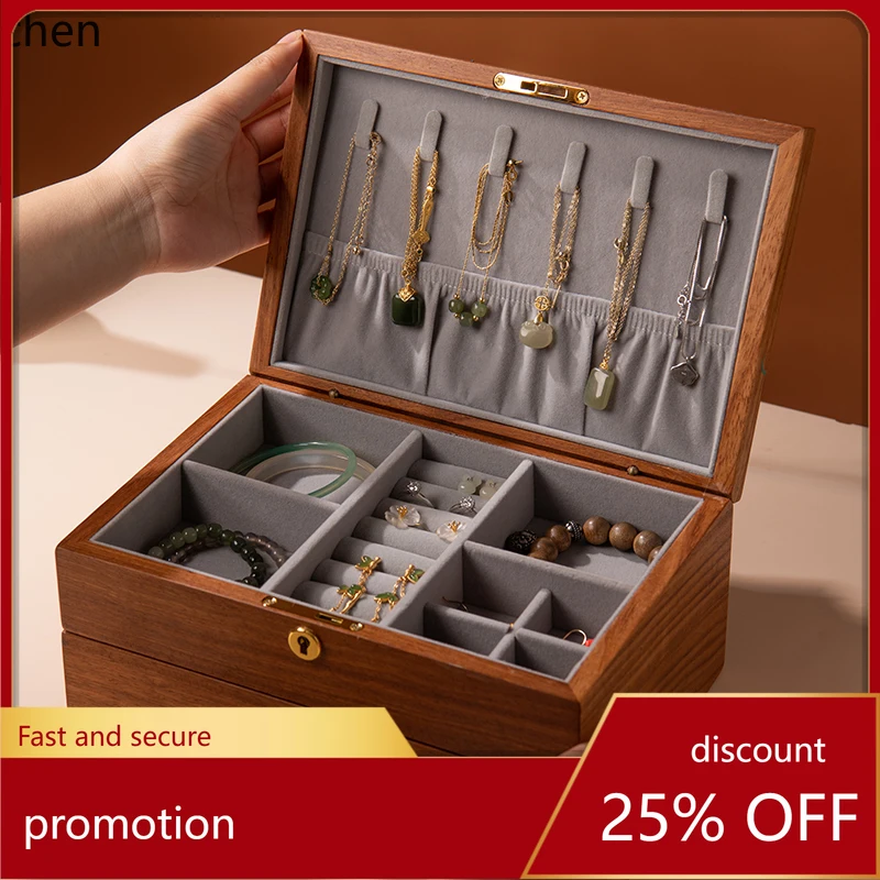 

ZML solid wood jewelry box high-end exquisite new wooden jewelry storage box high-grade mahogany