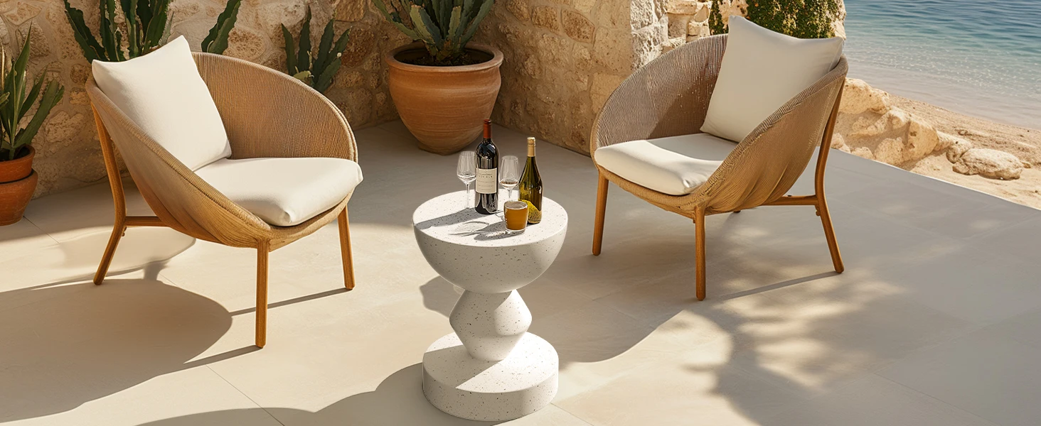 Lightweight Concrete Side Table: Modern Living Room Concrete Sofa Side End Table Bedside Accent Table for Indoor Kitchen, Outdoors Balcony, Patio