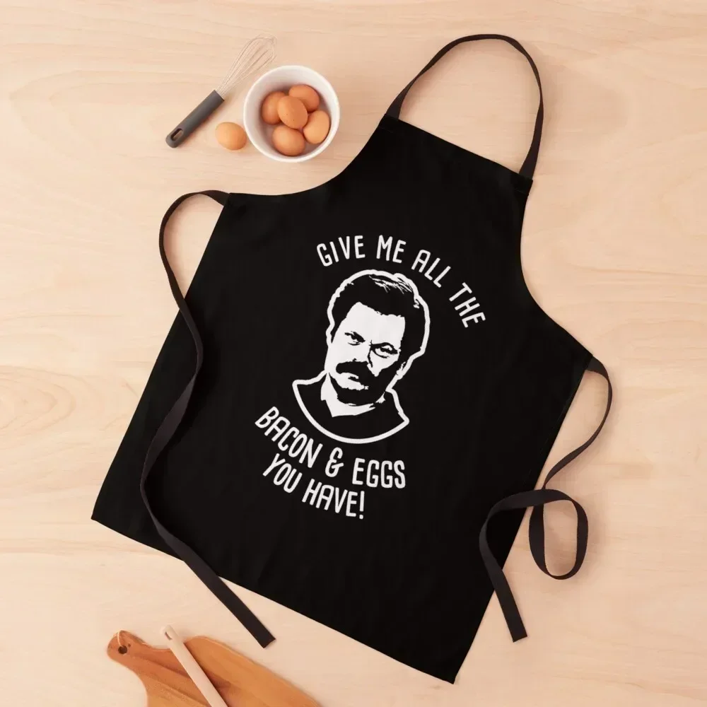 Ron tv show parks Swanson Bacon Eggs Apron Barista Costume Waiter For Woman Useful Things For Kitchen Apron