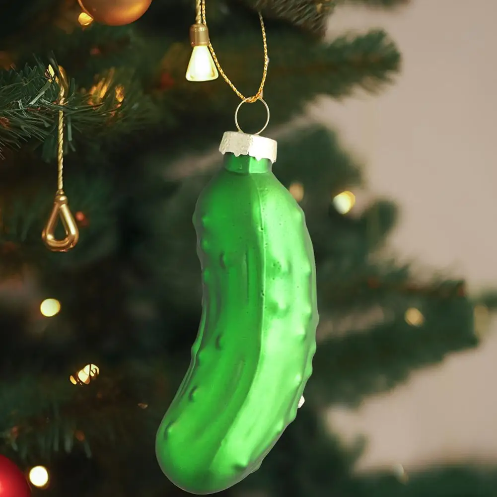 Christmas Glass Cucumber Pendant Tradition Pickle Ornament Decoration With Rope For Christmas Tree Home Decor