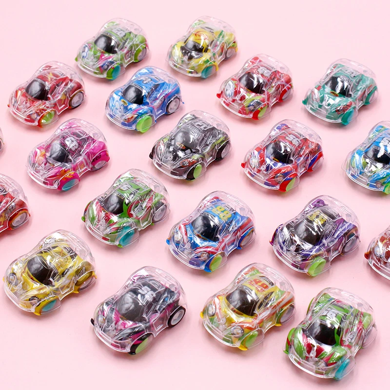 10Pcs casuale Pinata Filler Carnival Prize Gifts Pack Mini trasparente Pull Back Car Toys Kids Birthday Party Favors Giveaway