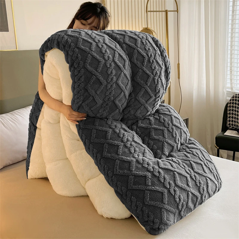 Tafu velvet+lamb wool fat blanket, warm and thick blanket for winter, universal for 4 seasons, suitable for various scenarios such as hotels, bedrooms, guest rooms, etc