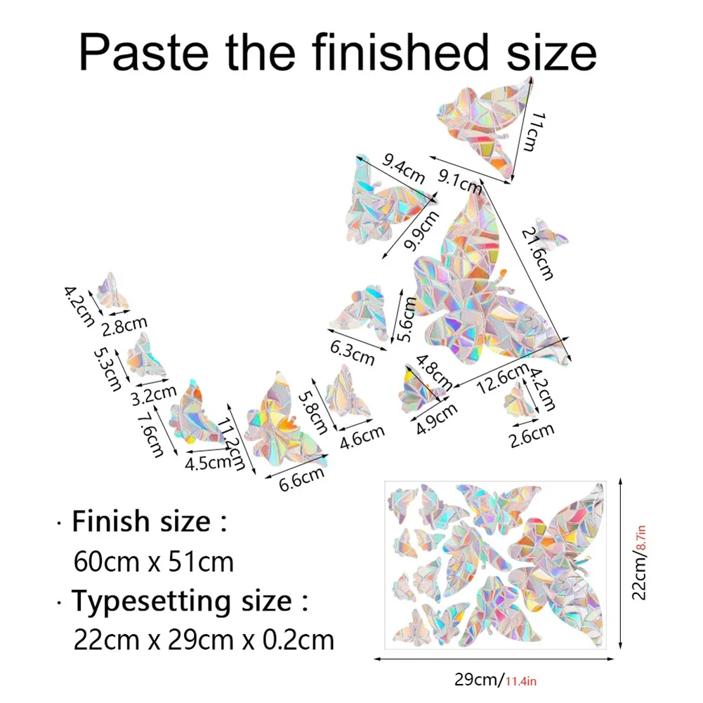 Beautifully Crafted 3D Rainbow Butterfly Window Decals Enhance Your Home With Eye Catching Sunlight Reflections