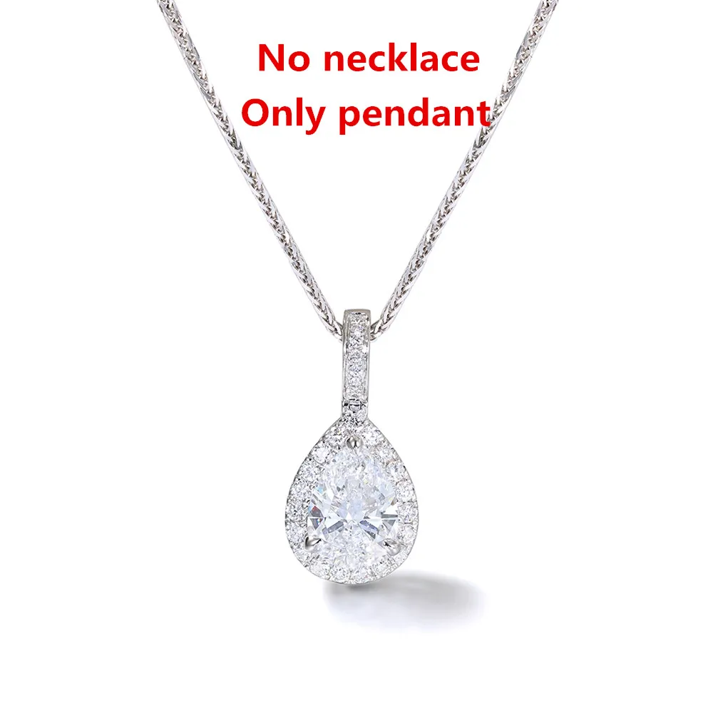 Shruno Genuine Moissanite Solid 14K White Gold Pendant Pear Shape VVS D Color Moissanite Diamond Pendant For Women Jewelry Gift