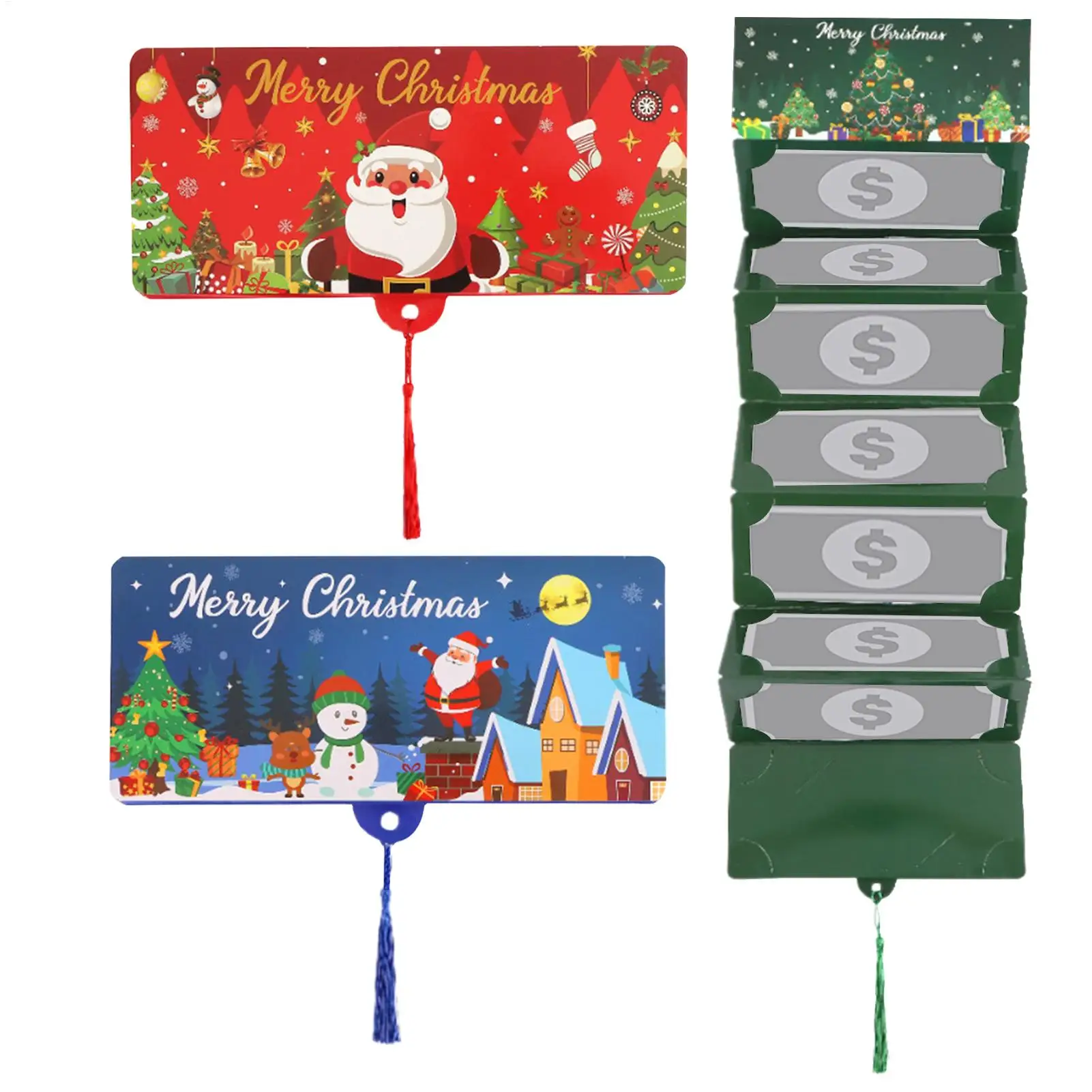 Christmas Envelope Folding Santa Claus Christmas Money Card Holder Envelope Red Lucky Folding Banknote Card Navidad Gift Cards