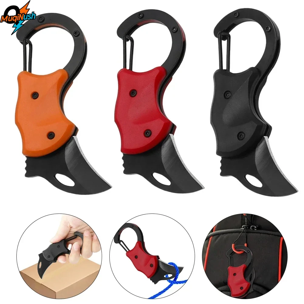 

MuqiNush 1Pc Small Knife Outdoor Camping MultiTool Carabiner Cutters Mini Portable Self-defense Folding Knifes Courier Open Box
