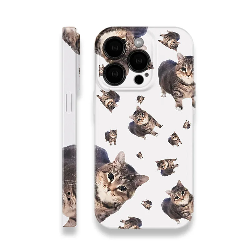 เกาหลีINSน่ารักแมวเต็มหน้าจอเลนส์ป้องกันกรณีโทรศัพท์น่ารักสําหรับiPhone 16 15 14 11 12 13 Pro Max Plusปกหลัง
