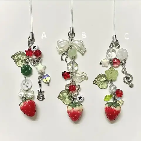 1pcs Cute Strawberry Keychains, Y2K Phone Charms, Bag Charm, Coquette, Grunge, Gift Ideas