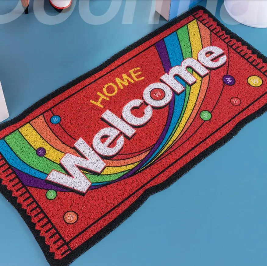 Creative Design Door Mat Carpet PVC Anti-slip Mat Silk Loop Welcome Custom Home Mat Carpet Small Size Entrance Rug Door Mat